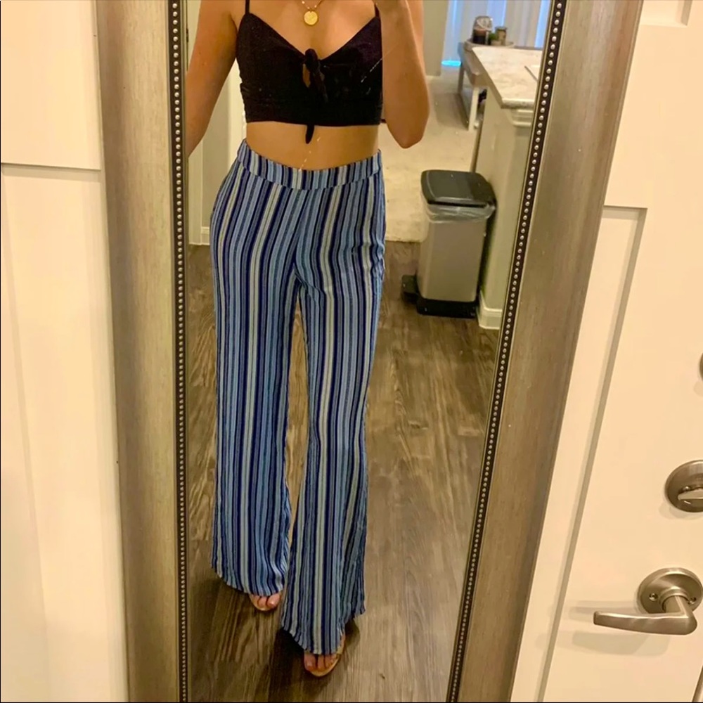 Blue Striped Palazzo Pants